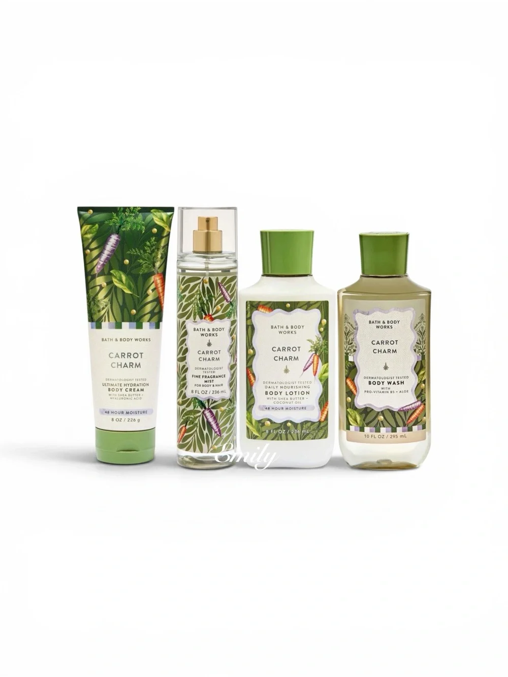 Bath & Body Works CARROT CHARM 4 Piece Body Care Collection Set Bundle